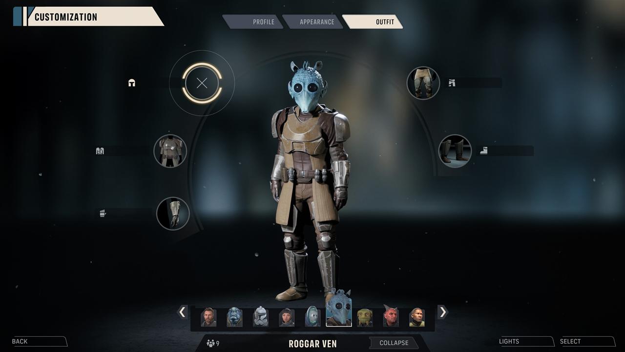 Star Wars Zero Company character customization interface